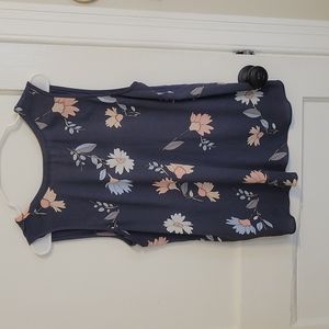 Loft Silky Tank Blue Grey Floral Size L